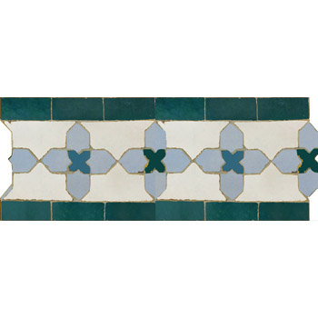 Mosaic House Moroccan tile Kmarshoun C 1-17-24-28 White,   Sky Blue,   Sea Green,   Teal, blue, green   solid zellige, mosaic, zellij, border, glaze, traditional 